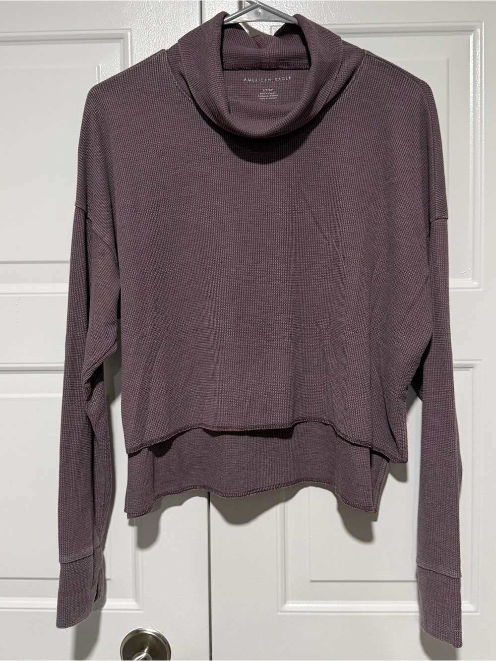 American Eagle Outfitters Mauve Cropped Cowl Neck Sweater